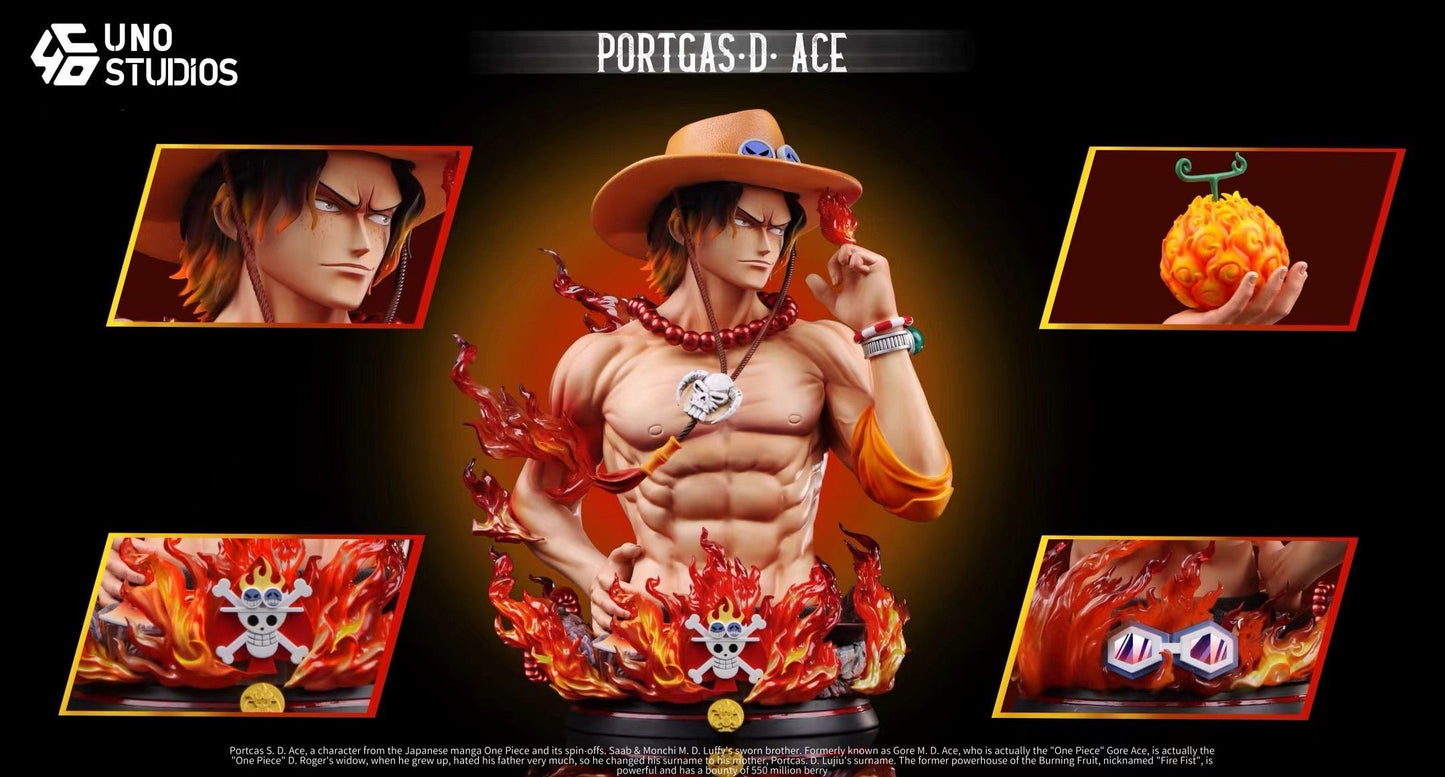 UNO Studio - Portgas D. Ace Desk Display Bust | 波特卡斯·D·艾斯 桌摆件胸像