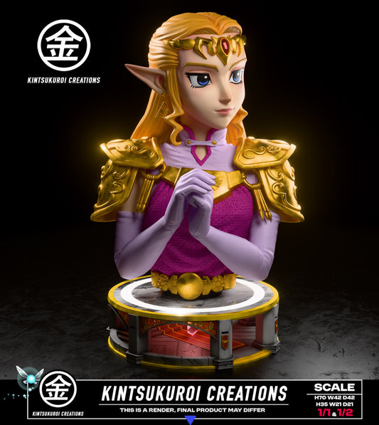 【Pre-sale】1/2 and 1/1 Scale Bust of Adult Zelda with LED-Kintsukuroi Creations Studio