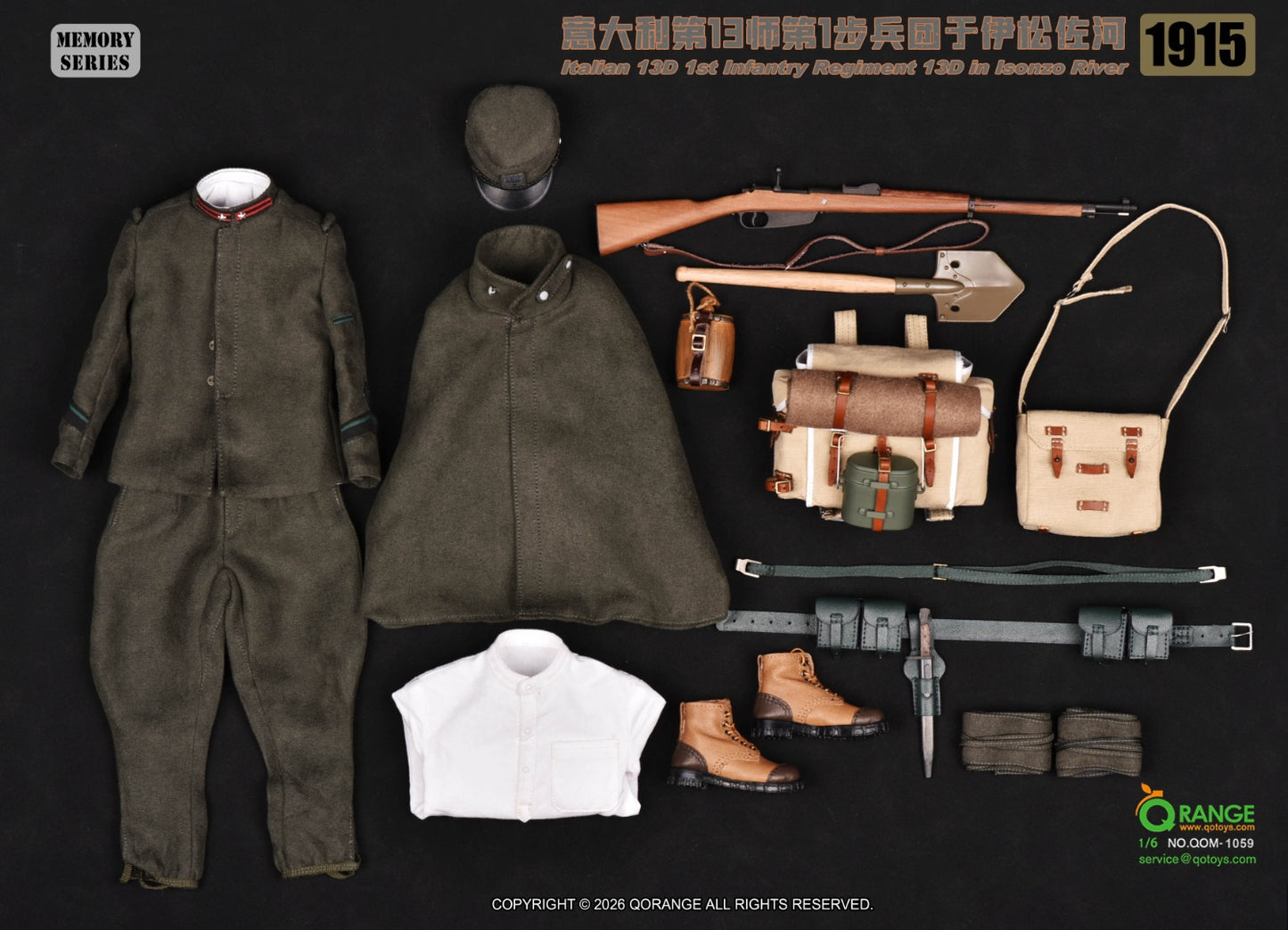 QORANGE QOTOYS - 1/6 Italian 13D 1st Infantry Regiment 13D in Isonzo River 1915 NO.QOM-1059 Clothing and Accessories Bag (Licensed)