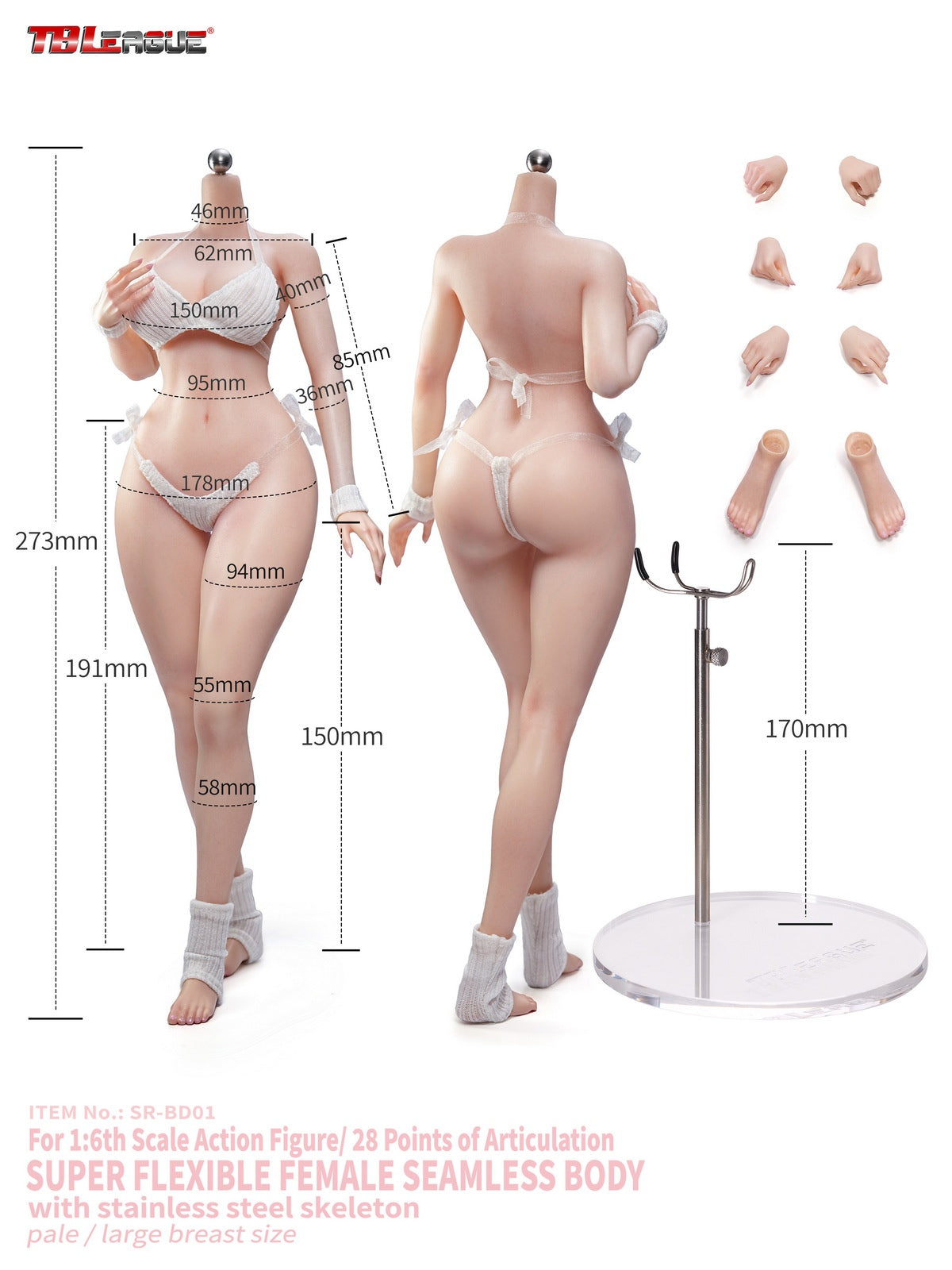 TBLeague - 1/6 Narrow Shoulders X Curvy Hips Female Body SR-BD01 SR-BD02