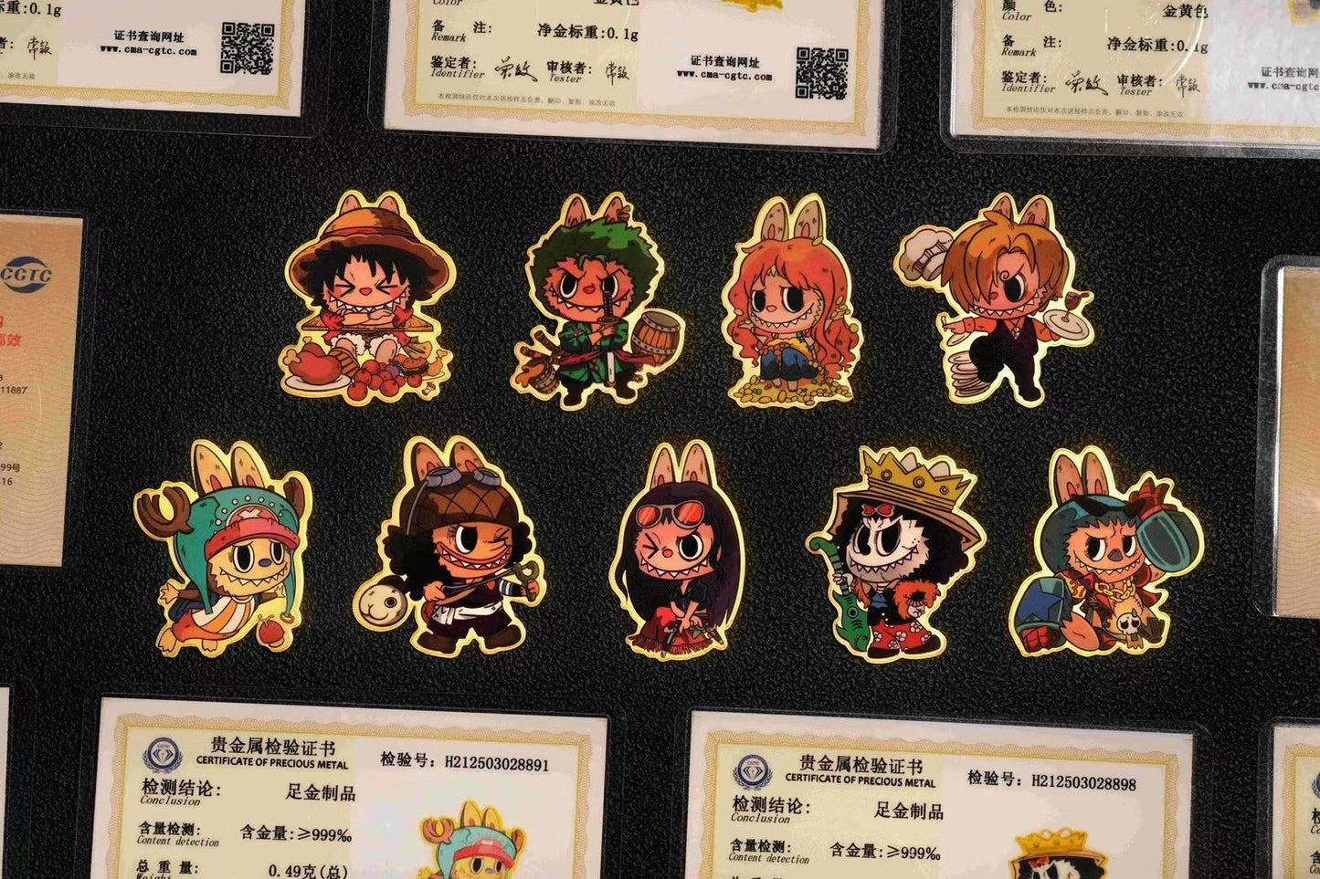 Labubu x One Piece - Labubu collaboration One Piece pure gold sticker | 拉布布联名海贼王纯金贴纸