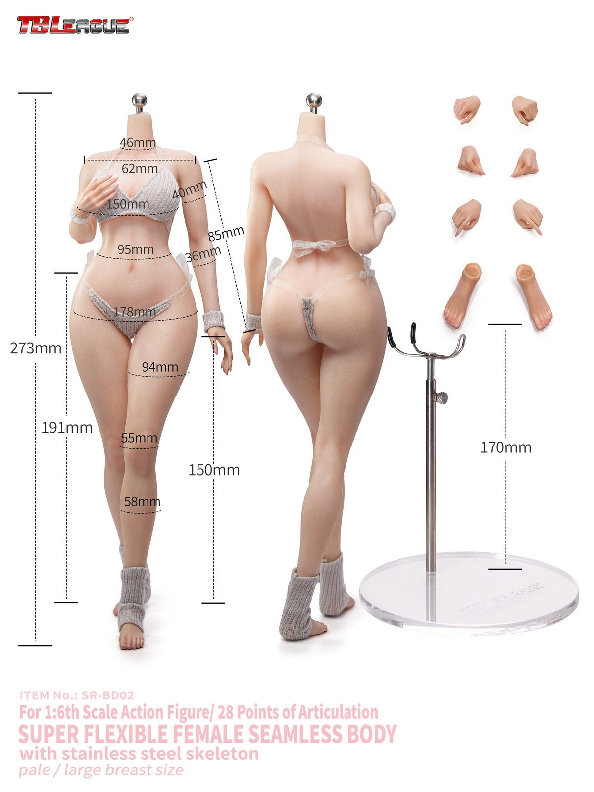 TBLeague - 1/6 Narrow Shoulders X Curvy Hips Female Body SR-BD01 SR-BD02