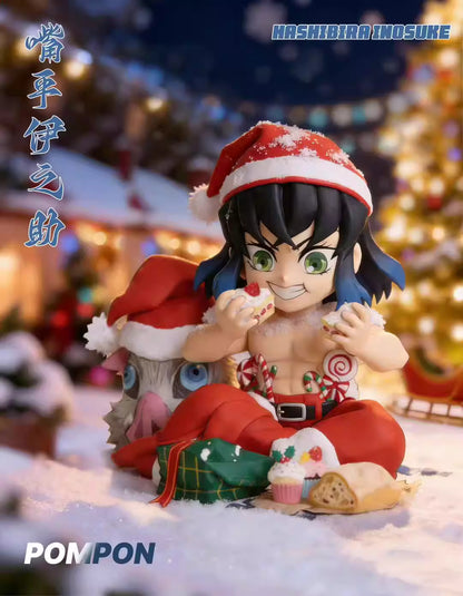 【Pre-sale】Q Version Christmas Tomioka Giyuu, Uzui Tengen, Rengoku Kyoujurou and Hashibira Inosuke-PomPon Studio
