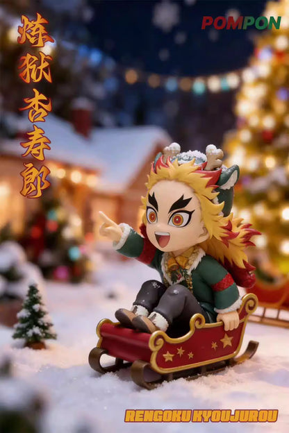 【Pre-sale】Q Version Christmas Tomioka Giyuu, Uzui Tengen, Rengoku Kyoujurou and Hashibira Inosuke-PomPon Studio