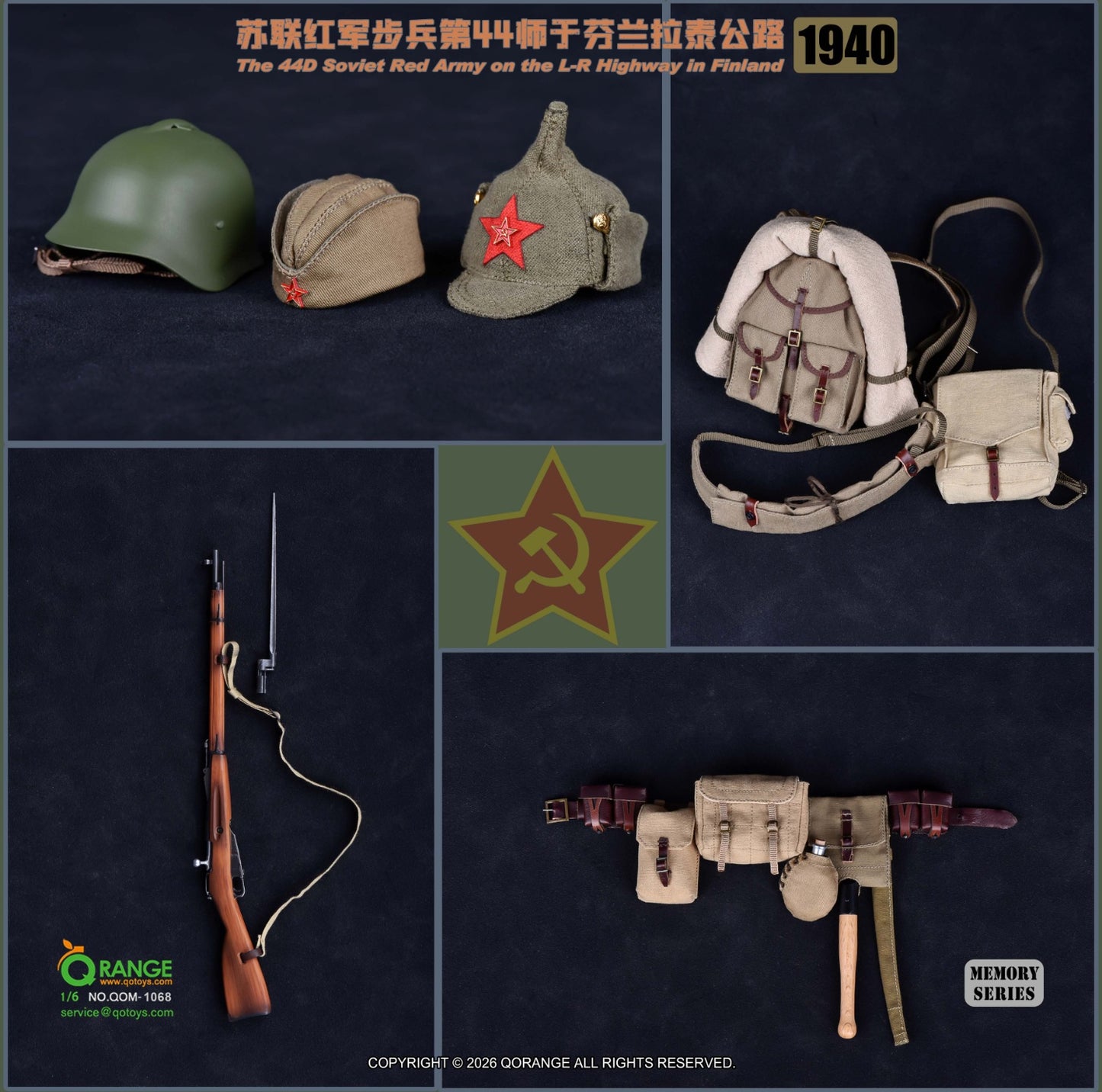 QORANGE QOTOYS - 1/6 The 44D Soviet Red Army on the L-R Highway in Finland 1940 NO.QOM-1068 Clothing Set Accessory Pack (Licensed)