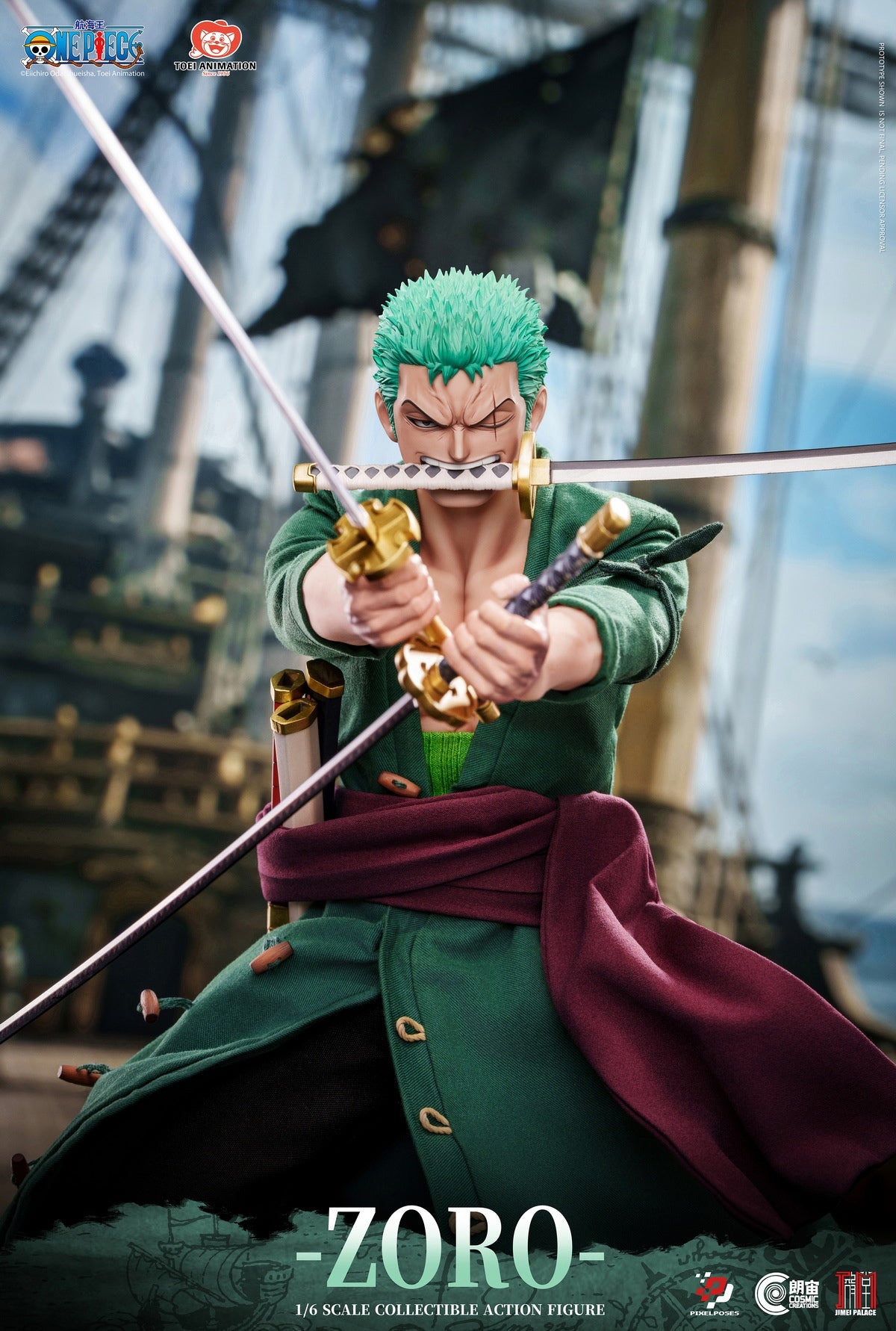 Pixel Poses X Cosmic Creations X JIMEI PALACE Studio - ONE PIECE Roronoa Zoro 1/6 Scale Platinum Silicone Action Figure (Licensed)