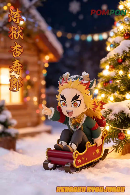 【Pre-sale】Q Version Christmas Tomioka Giyuu, Uzui Tengen, Rengoku Kyoujurou and Hashibira Inosuke-PomPon Studio